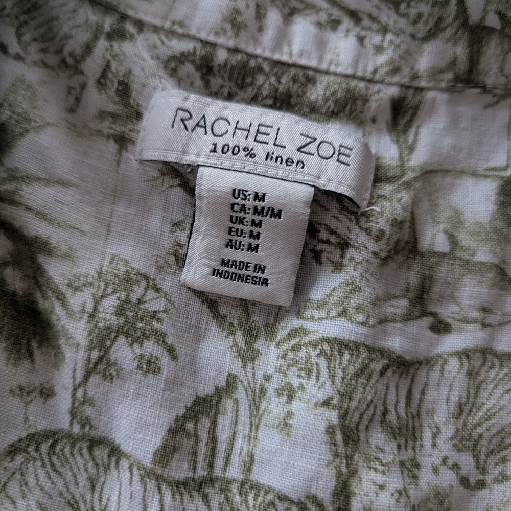 Rachel Zoe Linen Tiger Jungle Print Sleeveless Cropped Vest Cruise Vacation Top - Picture 9 of 10